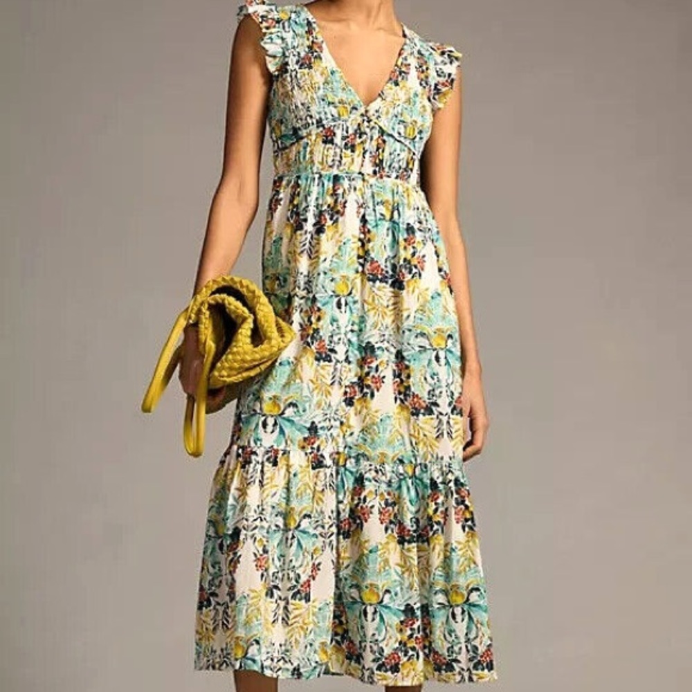 The Peregrine Midi Dress, NWT, size XSP, color Chartreuse